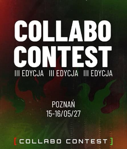 Plakat konkursu Colabo Contest w Poznaniu, 15-16 maja 2023 roku.